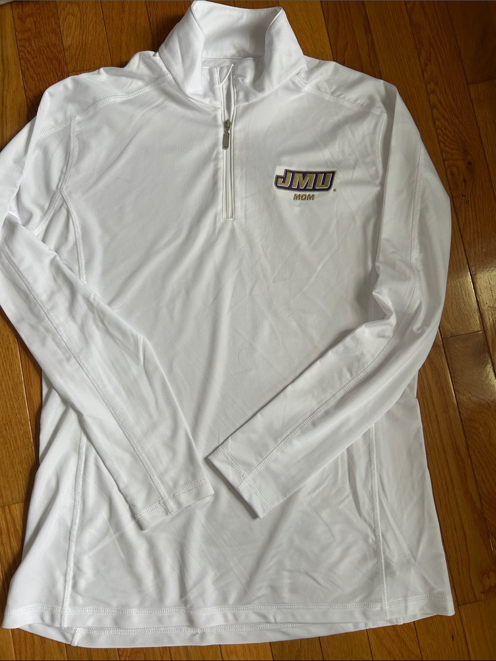 JMU Mom White 1/4 Zip Pullover